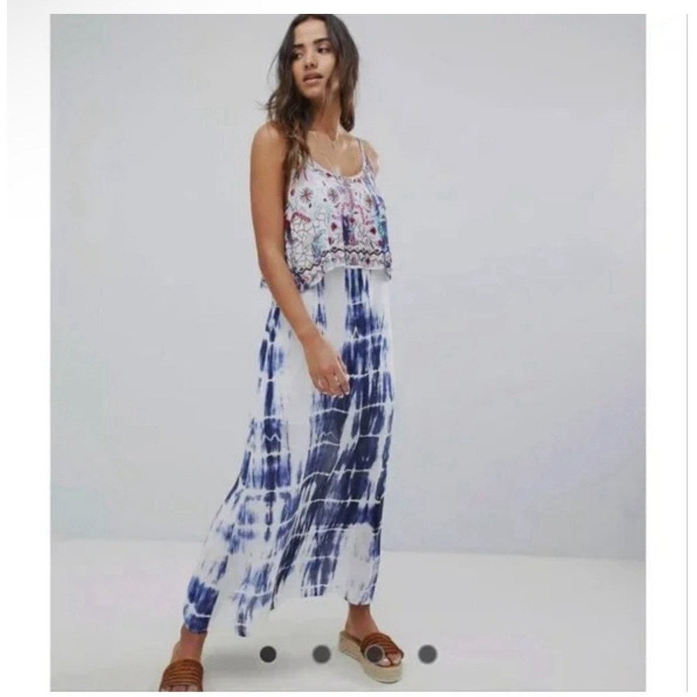 Raga Catching Waves Layered Top Maxi Dress XSmall  Tie Dye Boho Beach